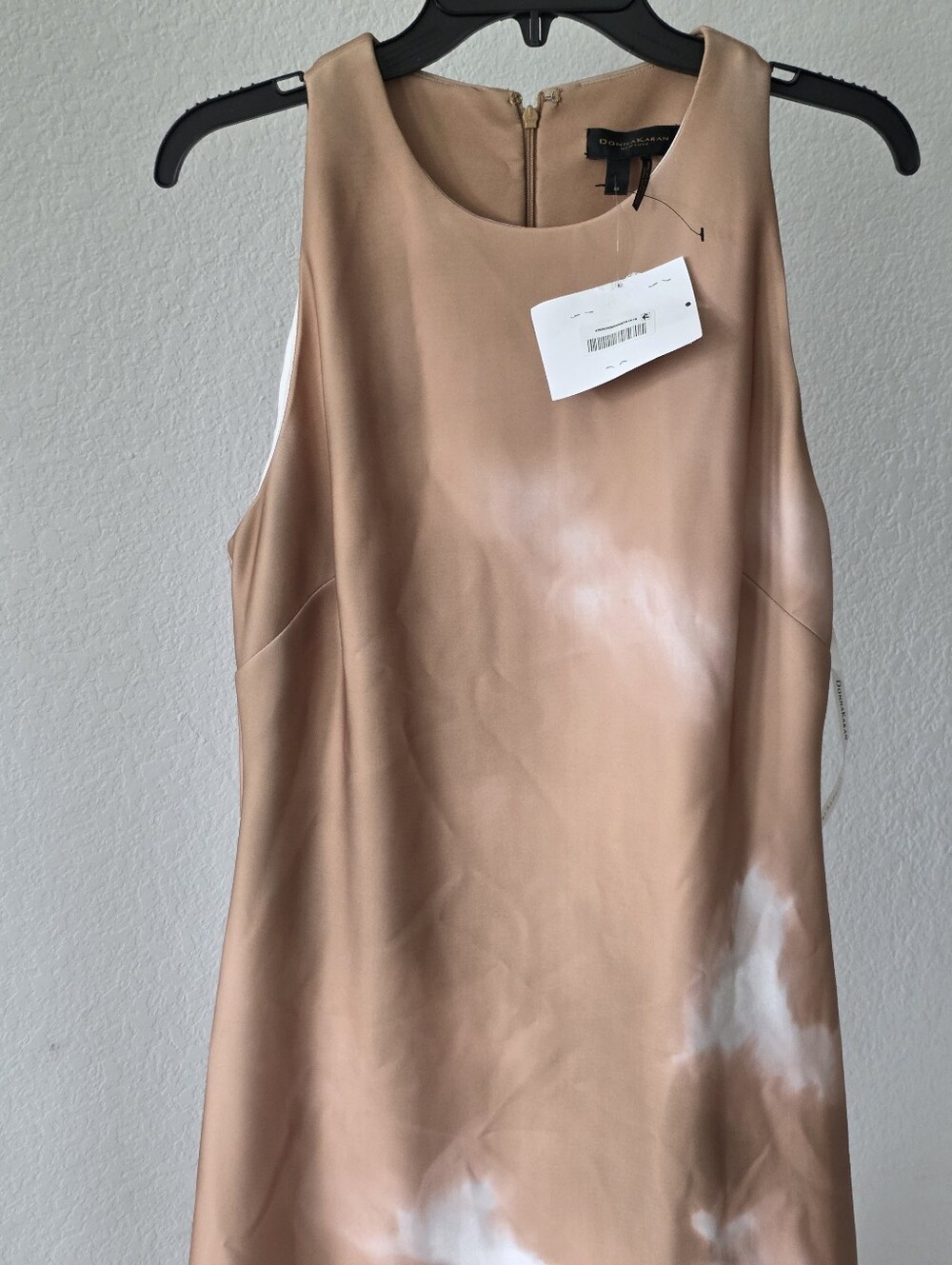 NWT Donna Karan New York Tie Dye Midi Dress Size 12 Tan White Minimalist $149 - Picture 3 of 9